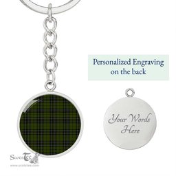 ScotsTee Shop Scottish Maclean Hunting Ancient Clan Circle Pendant Tartan Luxury Keychain - Personalized Engraving
