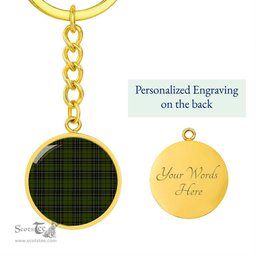 ScotsTee Shop Scottish Maclean Hunting Ancient Clan Circle Pendant Tartan Luxury Keychain - Personalized Engraving
