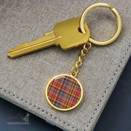 ScotsTee Shop Scottish Ogilvie Clan Circle Pendant Tartan Luxury Keychain - Personalized Engraving