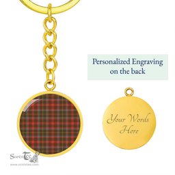 ScotsTee Shop Scottish Mackintosh Hunting Weathered Clan Circle Pendant Tartan Luxury Keychain - Personalized Engraving