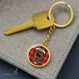 ScotsTee Shop Scottish Nesbitt Modern Clan Crest Circle Pendant Tartan Luxury Keychain - Personalized Engraving