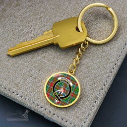 ScotsTee Shop Scottish Muirhead Clan Crest Circle Pendant Tartan Luxury Keychain - Personalized Engraving