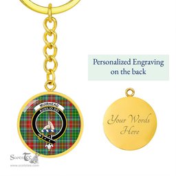 ScotsTee Shop Scottish Muirhead Clan Crest Circle Pendant Tartan Luxury Keychain - Personalized Engraving