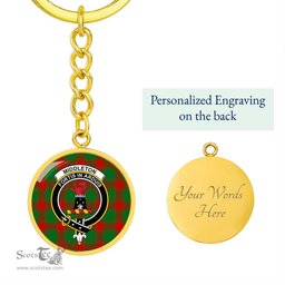 ScotsTee Shop Scottish Middleton Modern Clan Crest Circle Pendant Tartan Luxury Keychain - Personalized Engraving