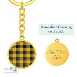 ScotsTee Shop Scottish Macleod Of Lewis Ancient Clan Circle Pendant Tartan Luxury Keychain - Personalized Engraving