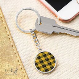 ScotsTee Shop Scottish Macleod Of Lewis Ancient Clan Circle Pendant Tartan Luxury Keychain - Personalized Engraving