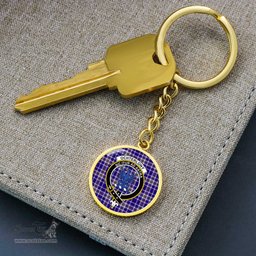 ScotsTee Shop Scottish Ochterlony Clan Crest Circle Pendant Tartan Luxury Keychain - Personalized Engraving