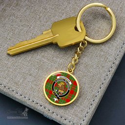 ScotsTee Shop Scottish MacGregor Modern Clan Crest Circle Pendant Tartan Luxury Keychain - Personalized Engraving