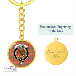 ScotsTee Shop Scottish Munro Ancient Clan Crest Circle Pendant Tartan Luxury Keychain - Personalized Engraving