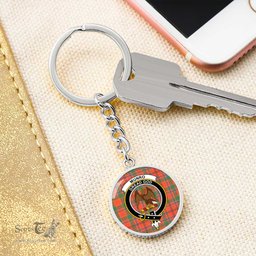 ScotsTee Shop Scottish Munro Ancient Clan Crest Circle Pendant Tartan Luxury Keychain - Personalized Engraving