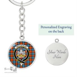 ScotsTee Shop Scottish MacLachlan Ancient Clan Crest Circle Pendant Tartan Luxury Keychain - Personalized Engraving