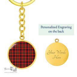 ScotsTee Shop Scottish Innes Modern Clan Circle Pendant Tartan Luxury Keychain - Personalized Engraving