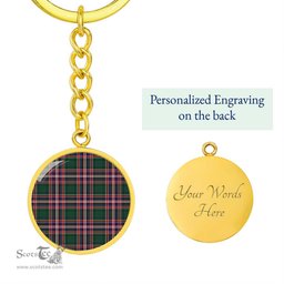 ScotsTee Shop Scottish Macfarlane Hunting Modern Clan Circle Pendant Tartan Luxury Keychain - Personalized Engraving