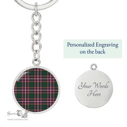 ScotsTee Shop Scottish Macfarlane Hunting Modern Clan Circle Pendant Tartan Luxury Keychain - Personalized Engraving