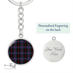 ScotsTee Shop Scottish Nairn Clan Circle Pendant Tartan Luxury Keychain - Personalized Engraving