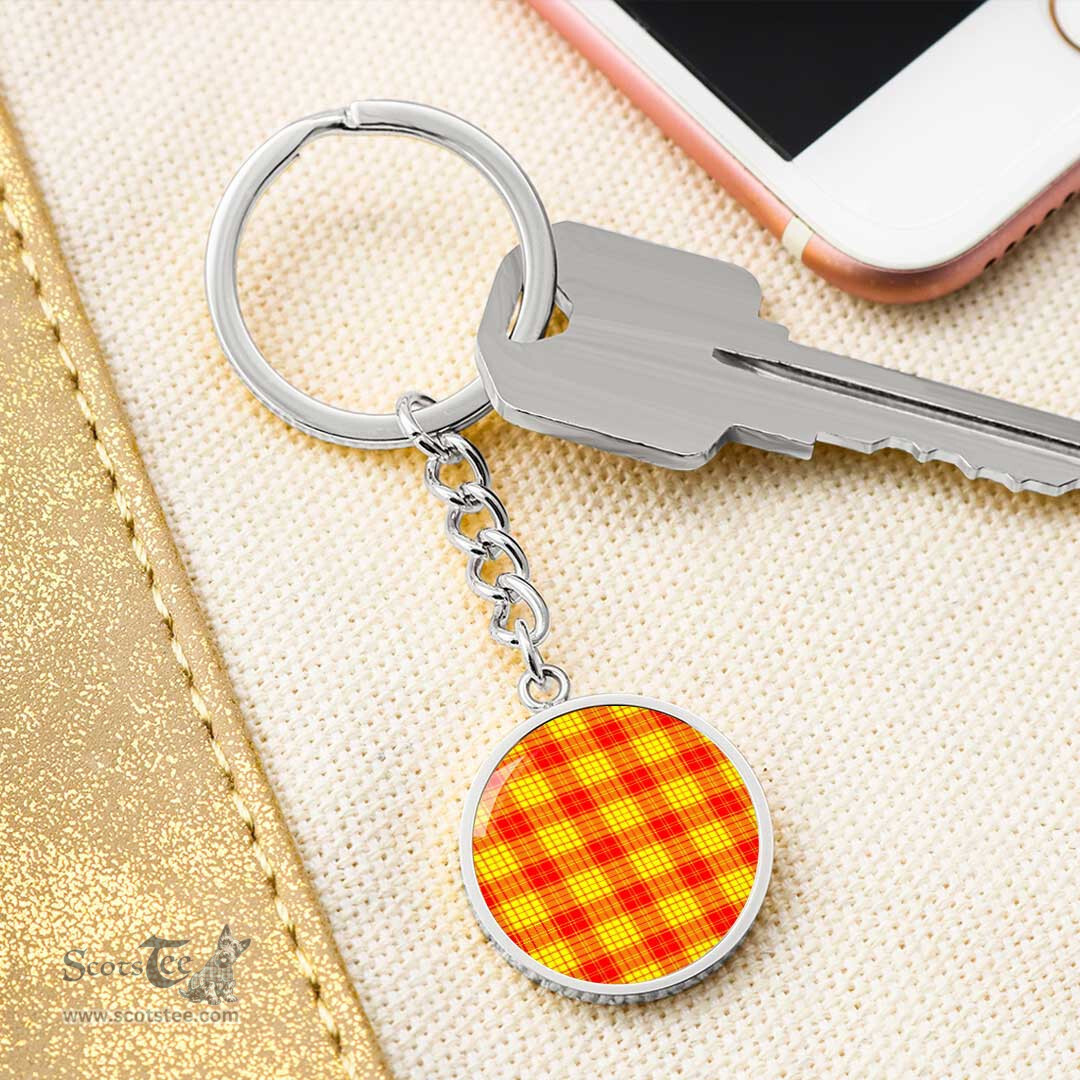 ScotsTee Shop Scottish Macmillan Clan Clan Circle Pendant Tartan Luxury Keychain - Personalized Engraving