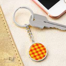 ScotsTee Shop Scottish Macmillan Clan Clan Circle Pendant Tartan Luxury Keychain - Personalized Engraving