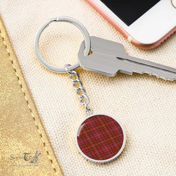 ScotsTee Shop Scottish Macalister Modern Clan Circle Pendant Tartan Luxury Keychain - Personalized Engraving