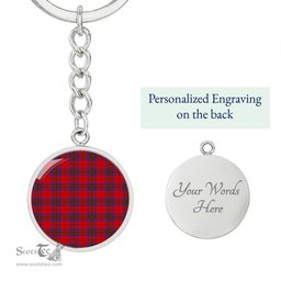 ScotsTee Shop Scottish Leslie Modern Clan Circle Pendant Tartan Luxury Keychain - Personalized Engraving