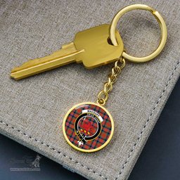 ScotsTee Shop Scottish MacDuff Ancient Clan Crest Circle Pendant Tartan Luxury Keychain - Personalized Engraving