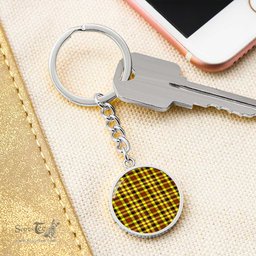 ScotsTee Shop Scottish Jardine Clan Circle Pendant Tartan Luxury Keychain - Personalized Engraving