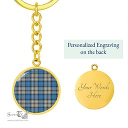 ScotsTee Shop Scottish Napier Ancient Clan Circle Pendant Tartan Luxury Keychain - Personalized Engraving