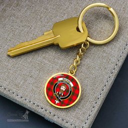 ScotsTee Shop Scottish MacNab Modern Clan Crest Circle Pendant Tartan Luxury Keychain - Personalized Engraving