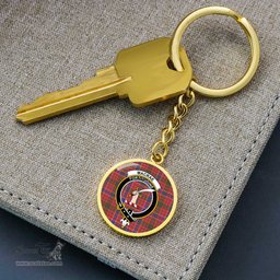 ScotsTee Shop Scottish MacRae Ancient Clan Crest Circle Pendant Tartan Luxury Keychain - Personalized Engraving