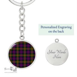 ScotsTee Shop Scottish Macdonnell Of Glengarry Modern Clan Circle Pendant Tartan Luxury Keychain - Personalized Engraving