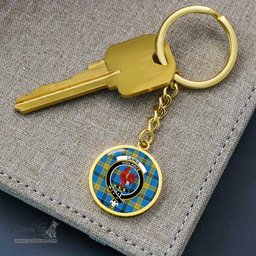ScotsTee Shop Scottish Laing Clan Crest Circle Pendant Tartan Luxury Keychain - Personalized Engraving