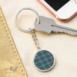 ScotsTee Shop Scottish Leslie Hunting Clan Circle Pendant Tartan Luxury Keychain - Personalized Engraving