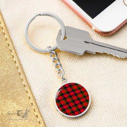 ScotsTee Shop Scottish Macnaughton Modern Clan Circle Pendant Tartan Luxury Keychain - Personalized Engraving