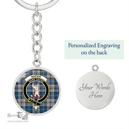 ScotsTee Shop Scottish Napier Modern Clan Crest Circle Pendant Tartan Luxury Keychain - Personalized Engraving