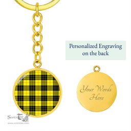 ScotsTee Shop Scottish Macleod Of Lewis Modern Clan Circle Pendant Tartan Luxury Keychain - Personalized Engraving