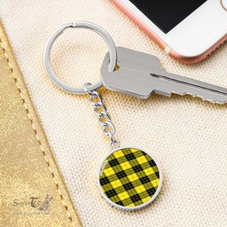 ScotsTee Shop Scottish Macleod Of Lewis Modern Clan Circle Pendant Tartan Luxury Keychain - Personalized Engraving