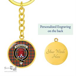 ScotsTee Shop Scottish MacNaughton Ancient Clan Crest Circle Pendant Tartan Luxury Keychain - Personalized Engraving