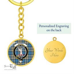 ScotsTee Shop Scottish Napier Ancient Clan Crest Circle Pendant Tartan Luxury Keychain - Personalized Engraving