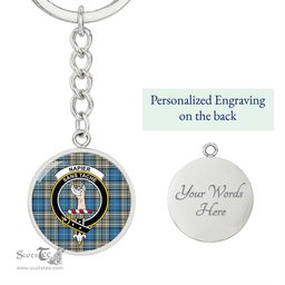 ScotsTee Shop Scottish Napier Ancient Clan Crest Circle Pendant Tartan Luxury Keychain - Personalized Engraving