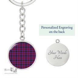 ScotsTee Shop Scottish Montgomery Modern Clan Circle Pendant Tartan Luxury Keychain - Personalized Engraving