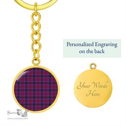 ScotsTee Shop Scottish Montgomery Modern Clan Circle Pendant Tartan Luxury Keychain - Personalized Engraving