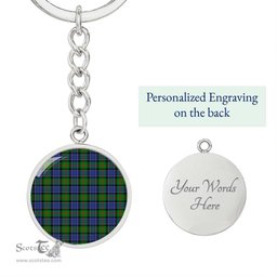 ScotsTee Shop Scottish Paterson Clan Circle Pendant Tartan Luxury Keychain - Personalized Engraving