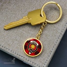 ScotsTee Shop Scottish MacLeod of Raasay Clan Crest Circle Pendant Tartan Luxury Keychain - Personalized Engraving