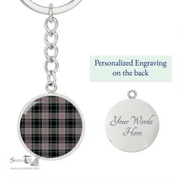 ScotsTee Shop Scottish Moffat Modern Clan Circle Pendant Tartan Luxury Keychain - Personalized Engraving
