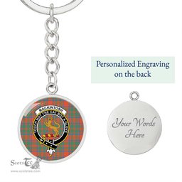 ScotsTee Shop Scottish MacKintosh Ancient Clan Crest Circle Pendant Tartan Luxury Keychain - Personalized Engraving
