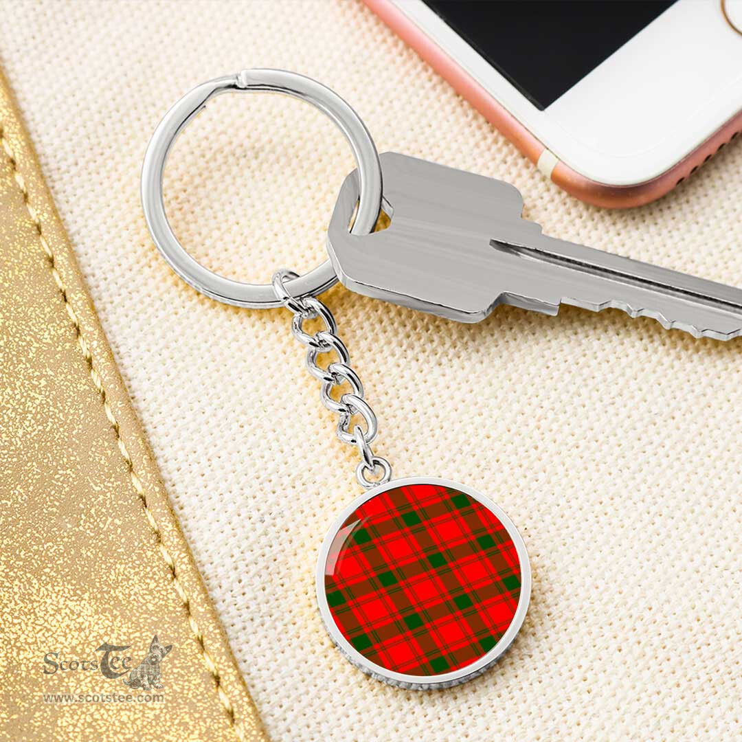 ScotsTee Shop Scottish Macquarrie Modern Clan Circle Pendant Tartan Luxury Keychain - Personalized Engraving