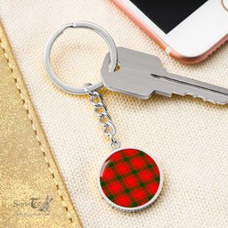 ScotsTee Shop Scottish Macquarrie Modern Clan Circle Pendant Tartan Luxury Keychain - Personalized Engraving