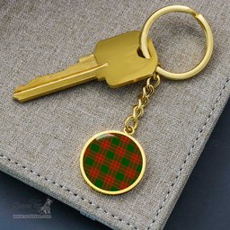 ScotsTee Shop Scottish Menzies Green Modern Clan Circle Pendant Tartan Luxury Keychain - Personalized Engraving