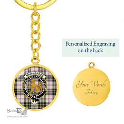 ScotsTee Shop Scottish MacPherson Dress Ancient Clan Crest Circle Pendant Tartan Luxury Keychain - Personalized Engraving