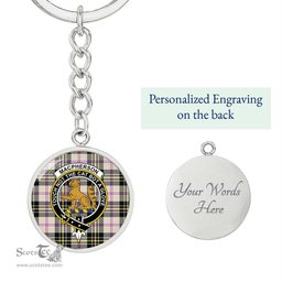 ScotsTee Shop Scottish MacPherson Dress Ancient Clan Crest Circle Pendant Tartan Luxury Keychain - Personalized Engraving