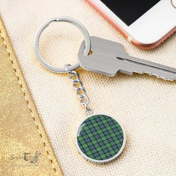 ScotsTee Shop Scottish Macthomas Ancient Clan Circle Pendant Tartan Luxury Keychain - Personalized Engraving